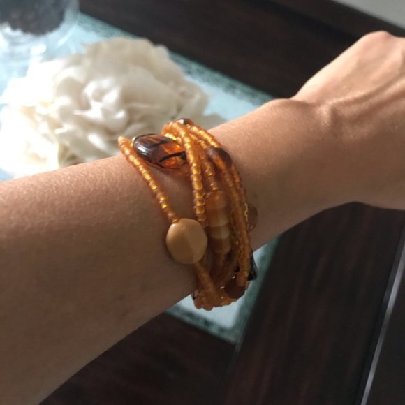 BoHo Handmade Beaded Bracelet - Brown/Tan - Picture 2 of 6